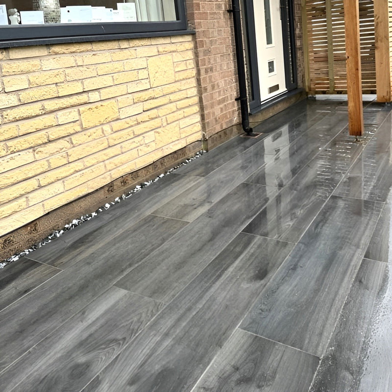 Load image into Gallery viewer, Anthracite - Black - Wood Effect - Porcelain Paving Tiles - 1200 x 300 x 20mm