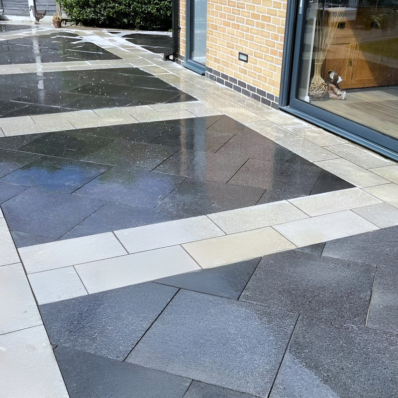 Load image into Gallery viewer, Emperor Black Granite Paving - 600 x 600 x 20mm - Sawn & Brushed