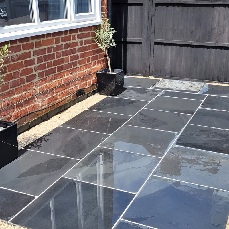 Load image into Gallery viewer, Brazilian - Black Slate Paving - 600 x 600 x 20mm - Sawn & Riven