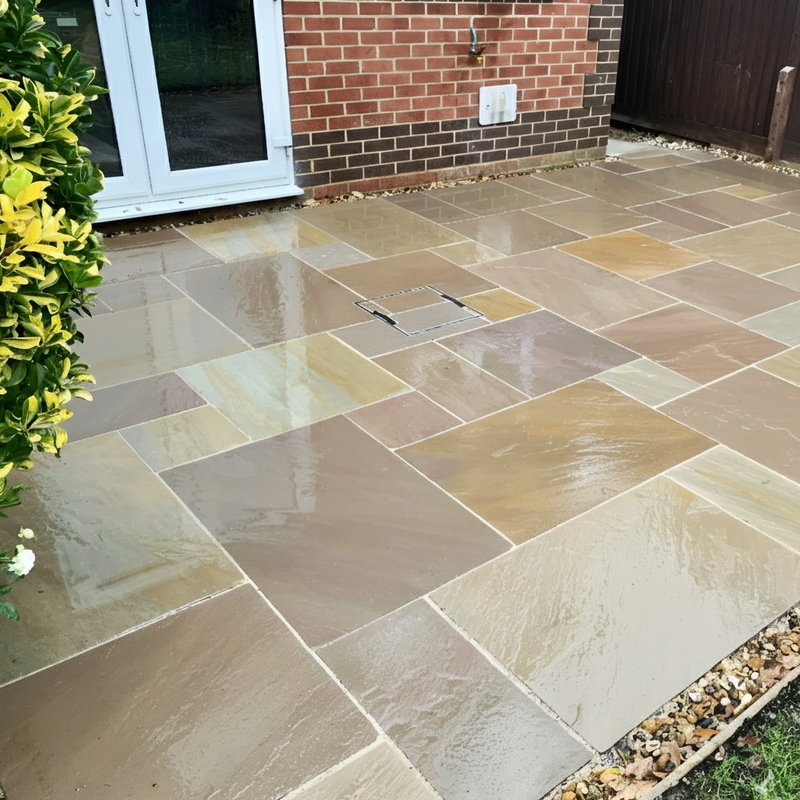 Load image into Gallery viewer, Raj Green Indian Sandstone Paving - Patio Pack - Mixed Sizes - Hand Cut & Riven