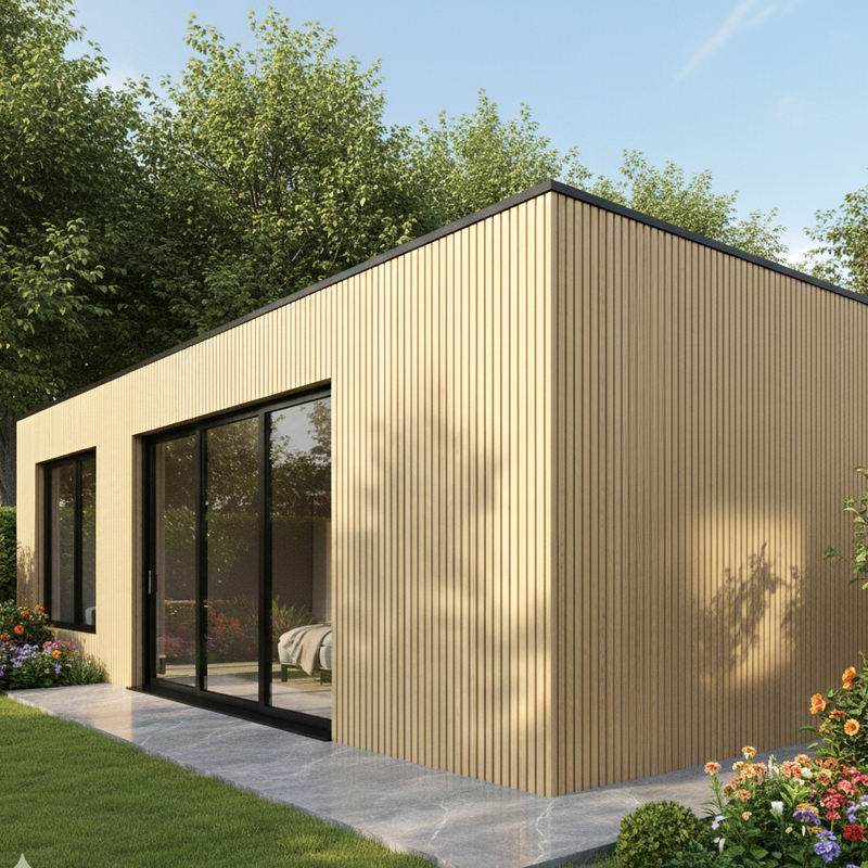 Load image into Gallery viewer, Slatted Natural Oak - Brown Composite Cladding - L Trim - 2200 x 49.25 x 49.25 mm