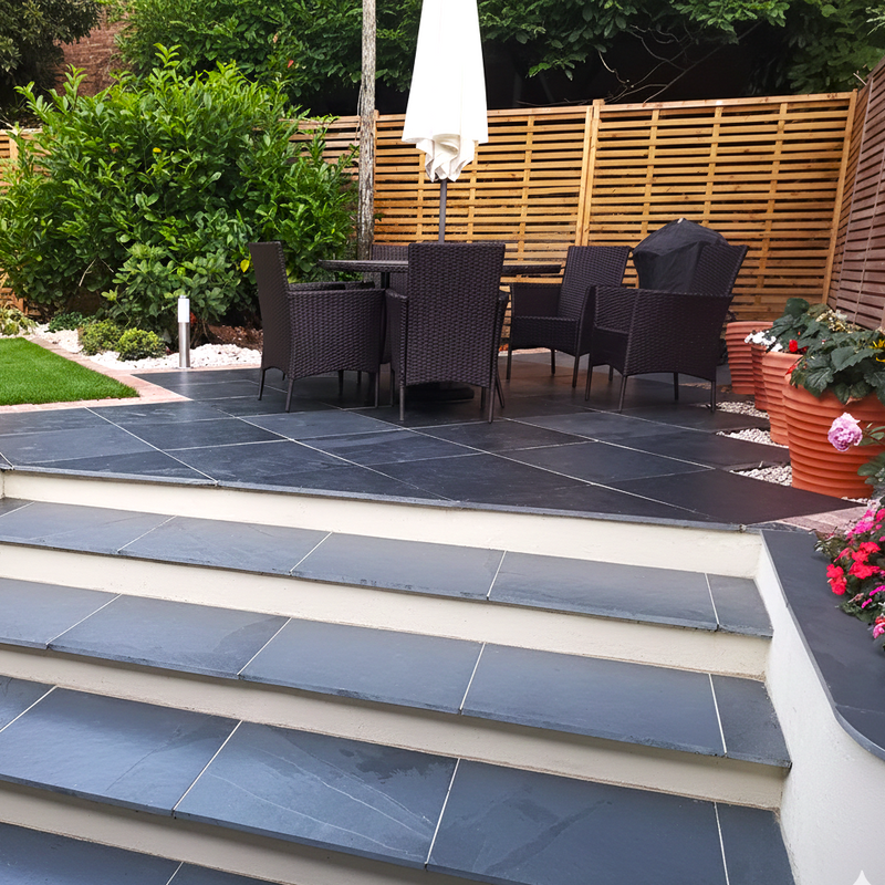 Load image into Gallery viewer, Brazilian - Black Slate Paving - 900 x 600 x 20mm - Sawn & Riven