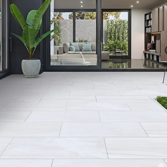 Everest Pearl - Grey Porcelain Paving Tiles - 900 x 600 x 20mm