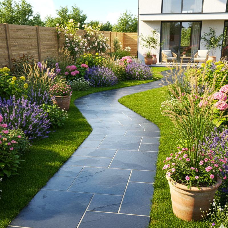 Load image into Gallery viewer, Brazilian - Black Slate Paving - Patio Pack - Mixed Sizes - Sawn & Riven