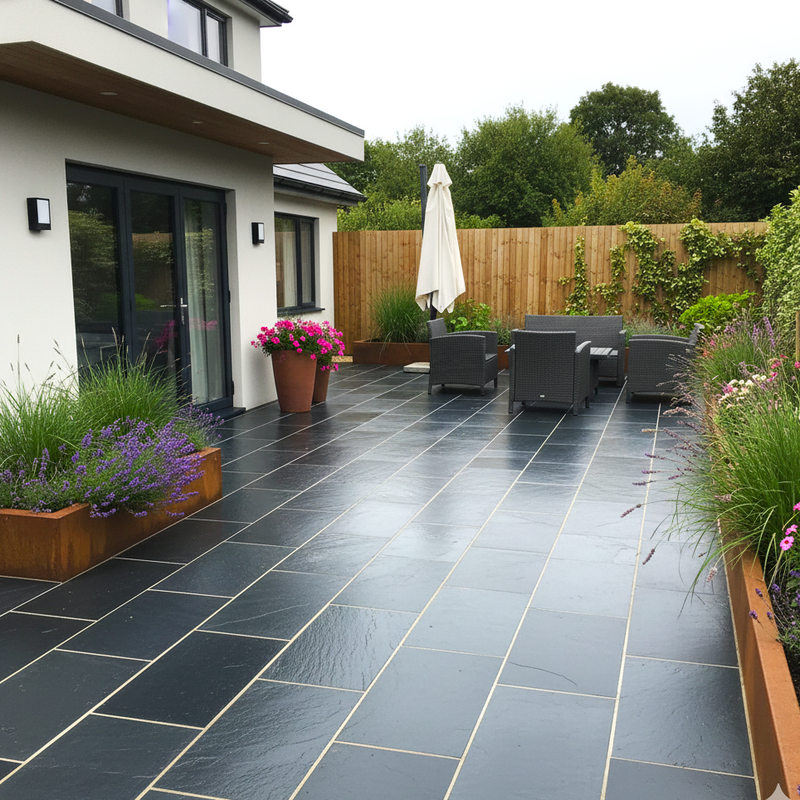 Load image into Gallery viewer, Brazilian - Black Slate Paving - 900 x 600 x 20mm - Sawn & Riven
