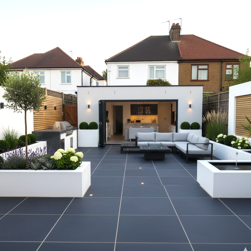 Load image into Gallery viewer, Kota Black Limestone Paving - 600 x 600 x 22mm - Sawn & Riven
