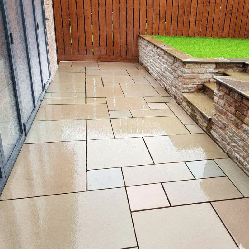 Load image into Gallery viewer, Raj Green Indian Sandstone Paving - 600 x 295 x 22mm - Sawn & Sandblasted