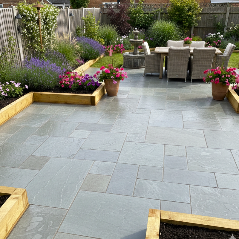 Load image into Gallery viewer, Kandala Grey Indian Sandstone Paving - 22mm Patio Pack - Mixed Sizes - Hand Cut & Riven - 20.8 m2