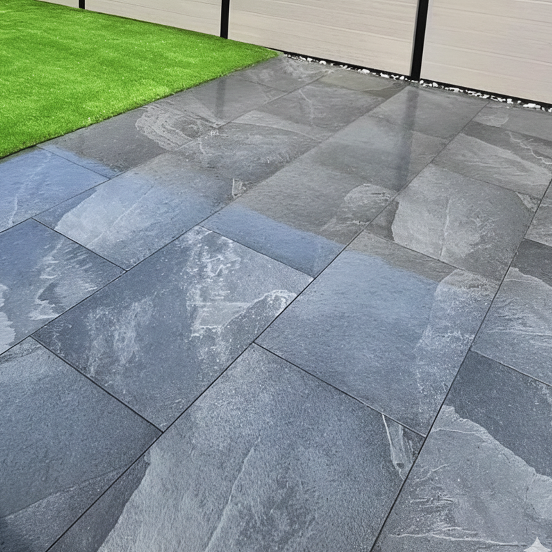 Load image into Gallery viewer, Slate Noir - Black Porcelain Paving Tiles - 900 x 600 x 20mm