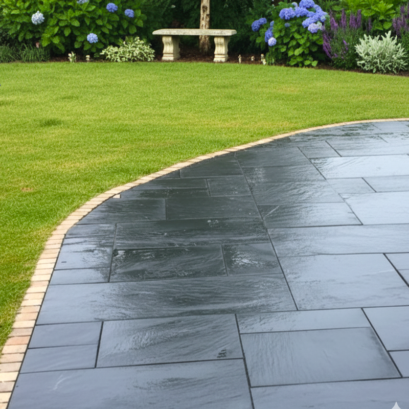 Load image into Gallery viewer, Kota Black Limestone Paving - Patio Pack - Mixed Sizes - Sawn & Riven
