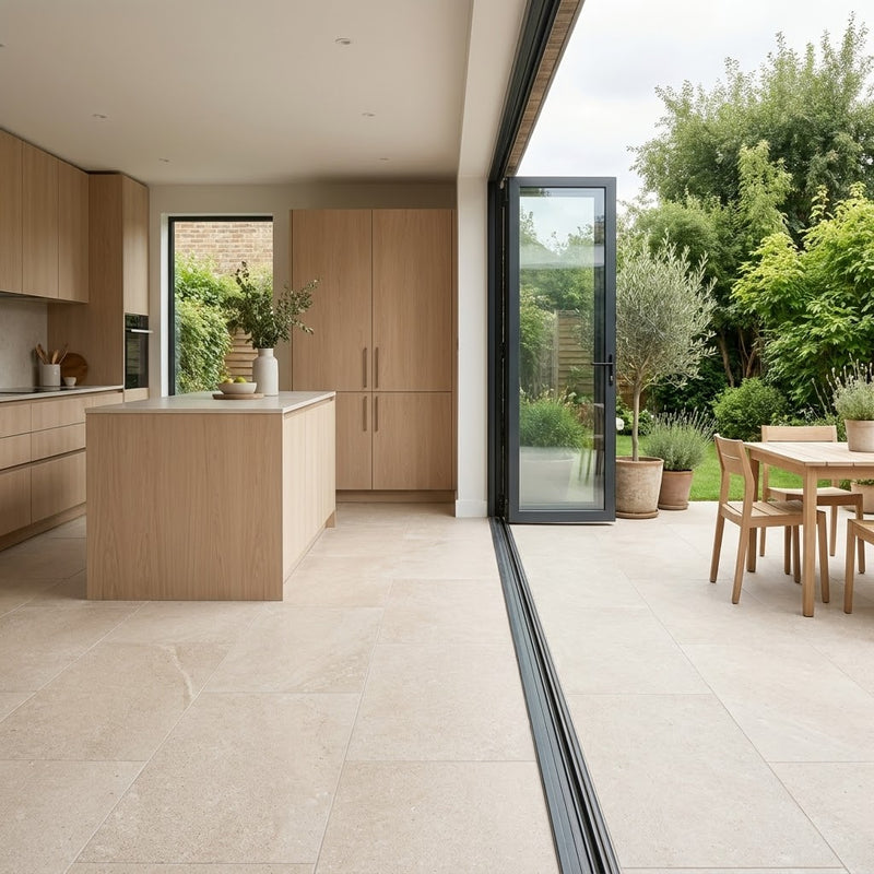 Load image into Gallery viewer, Hampton Limestone Almond - Beige Porcelain Paving Tiles - 900 x 900 x 20mm