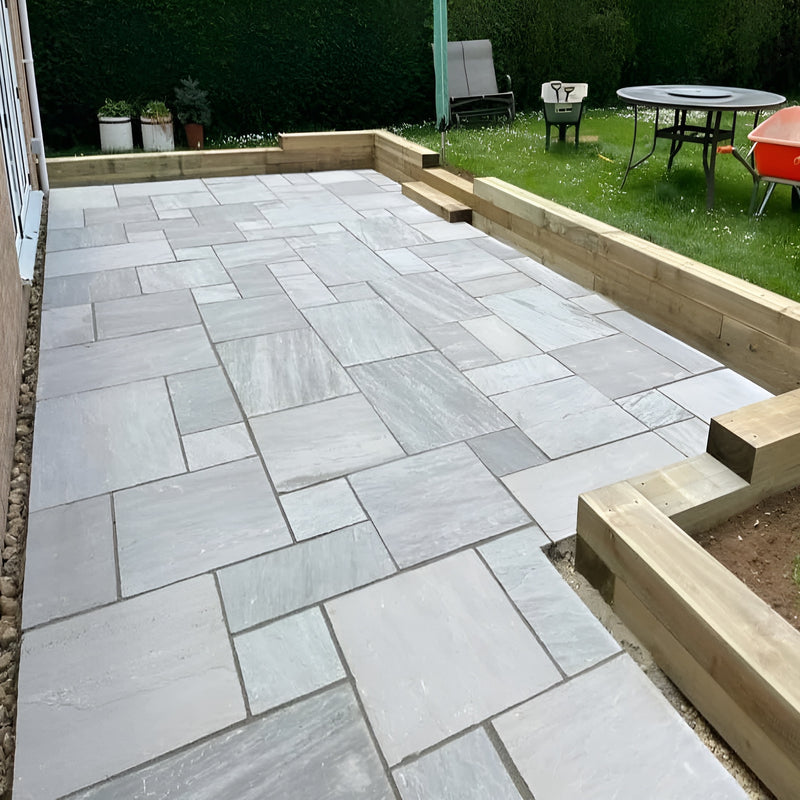 Load image into Gallery viewer, Kandala Grey Indian Sandstone Paving - 18mm Patio Pack - Mixed Sizes - Hand Cut & Riven