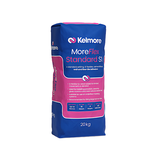 Kelmore MoreFlex Standard S1 Tile Adhesive - Grey - 20KG