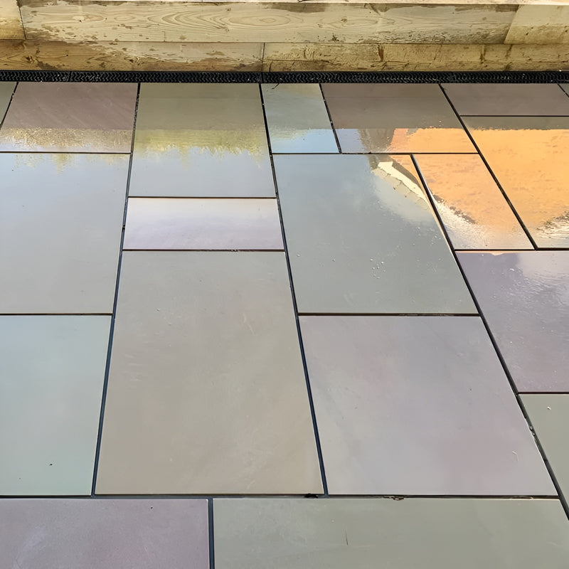 Load image into Gallery viewer, Raj Green Indian Sandstone Paving - Patio Pack - Mixed Sizes - Sawn & Sandblasted