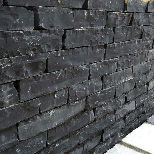 Kota Black Indian Limestone Walling - 225 x 100 x 70mm - Tumbled