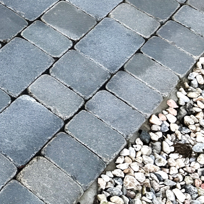 Load image into Gallery viewer, Dark Grey Granite Block Paving - 105 x 140 x 50mm - Sawn, Tumbled & Honed