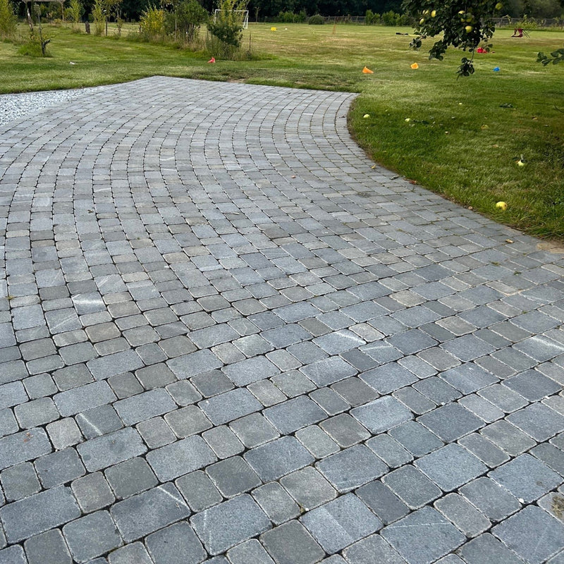 Load image into Gallery viewer, Dark Grey Granite Block Paving - 210 x 140 x 50mm - Sawn, Tumbled & Honed