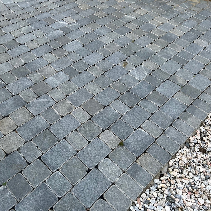 Load image into Gallery viewer, Dark Grey Granite Block Paving - 210 x 140 x 50mm - Sawn, Tumbled & Honed