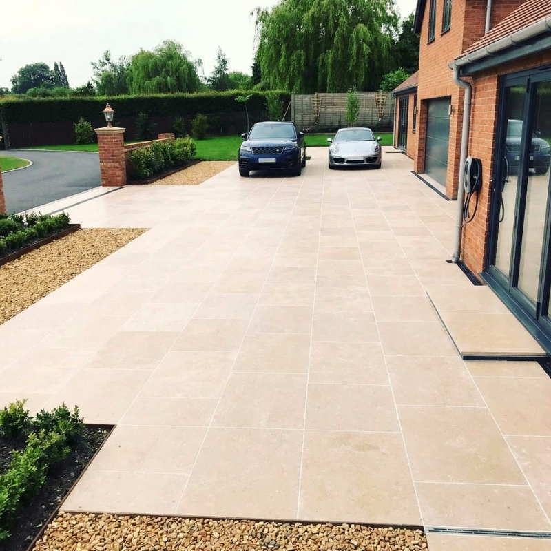 Load image into Gallery viewer, Dijon Limestone - Beige Porcelain Paving Tiles - 900 x 600 x 20mm