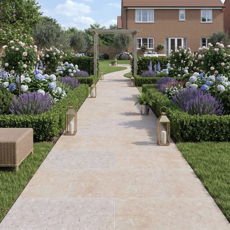 Load image into Gallery viewer, Dijon Limestone - Beige Porcelain Paving Tiles - 900 x 600 x 20mm