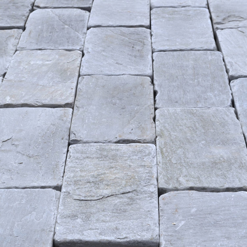 Load image into Gallery viewer, Kandala Grey Sandstone Block Paving - 200 x 150 x 50mm - Sawn, Tumbled & Riven
