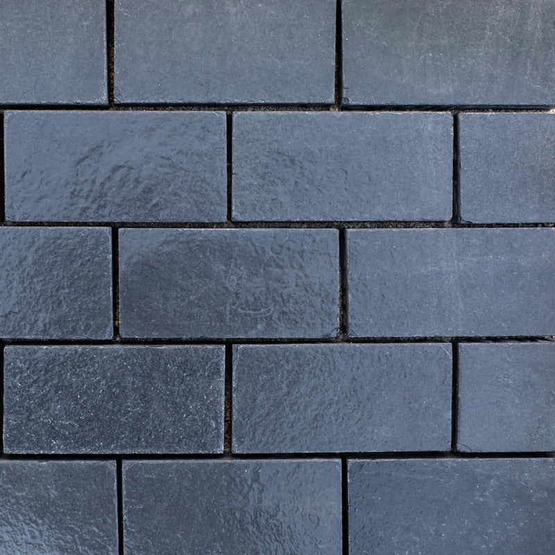 Load image into Gallery viewer, Kota Black Limestone Block Paving - 200 x 100 x 50mm - Sawn & Riven