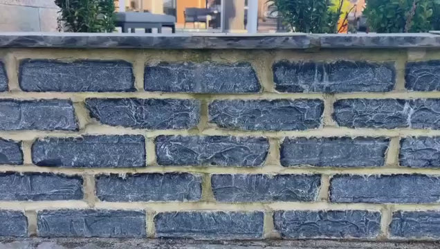 Load and play video in Gallery viewer, Kota Black Indian Limestone Walling - 275 x 100 x 70mm - Tumbled