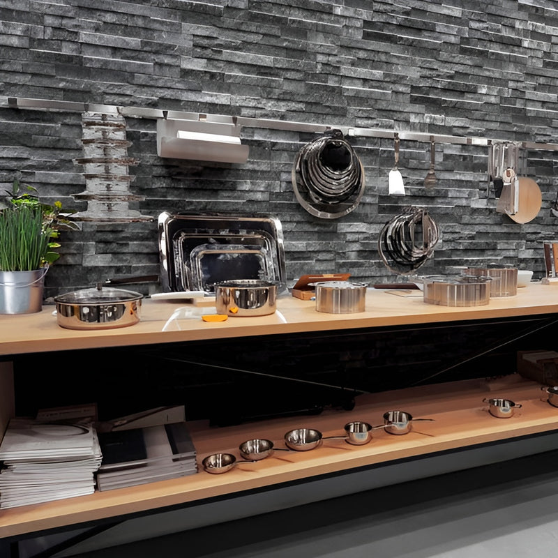 Load image into Gallery viewer, Reflection Lava - Black & Grey Porcelain Wall Cladding Tiles - 400 x 160 x 9mm