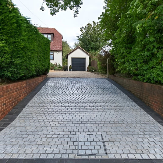 Dark Grey Granite Block Paving - 140 x 140 x 50mm - Sawn, Tumbled & Honed