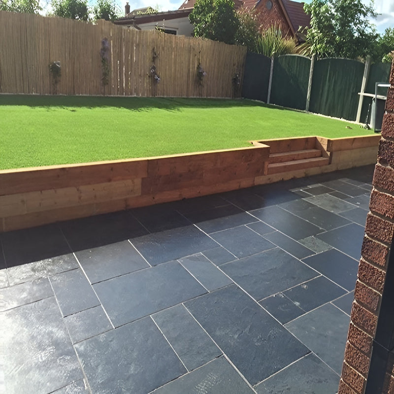 Load image into Gallery viewer, Brazilian - Black Slate Paving - Patio Pack - Mixed Sizes - Sawn & Riven