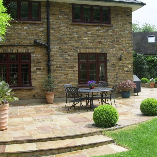 Autumn Gold Indian Sandstone Paving - 600 x 600 x 22mm - Hand Cut & Riven