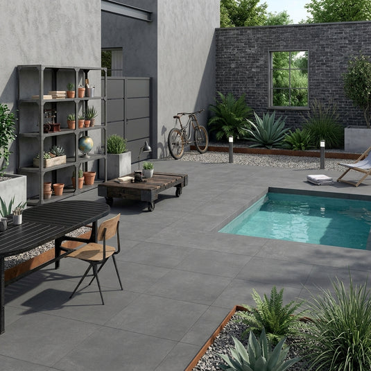 Ark Dark - Grey Porcelain Paving Tiles - 600 x 600 x 20mm