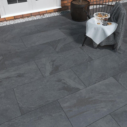 Slate Noir - Black Porcelain Paving Tiles - 900 x 600 x 20mm