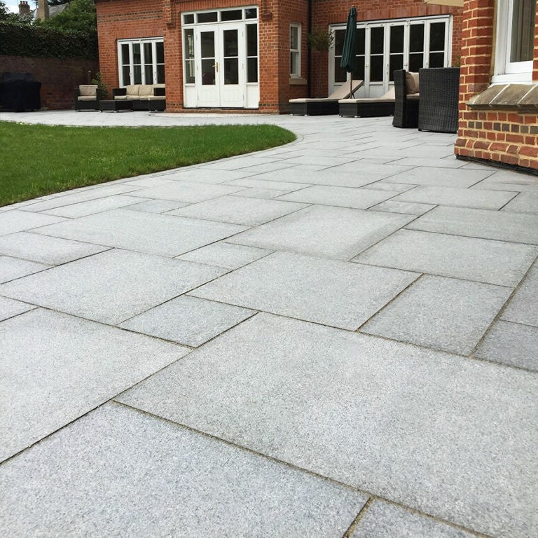 Load image into Gallery viewer, Light Grey Granite Paving - 295 x 295 x 20mm - Sawn &amp; Flamed
