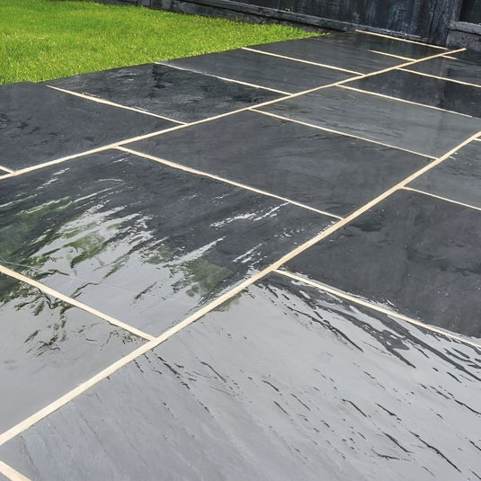 Brazilian - Black Slate Paving - 900 x 900 x 20mm - Sawn & Riven