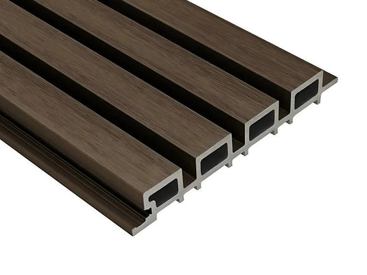 Slatted Walnut - Brown Composite Cladding - Cladding Board - 2500 x 200 x 26 mm