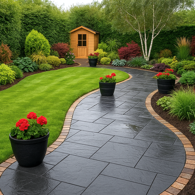 Load image into Gallery viewer, Kota Black Limestone Paving - Patio Pack - Mixed Sizes - Sawn &amp; Riven
