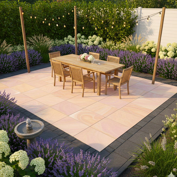 Modak Indian Sandstone Paving - 295 x 295 x 22mm - Sawn & Sandblasted