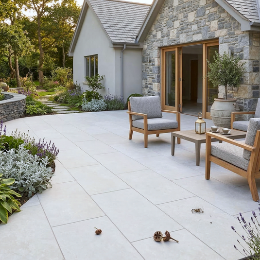 Quartz - White Porcelain Paving Tiles - 1200 x 600 x 20mm