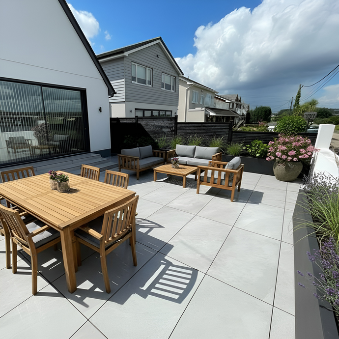 Titan Pearl - White Porcelain Paving Tiles - 1200 x 600 x 20mm