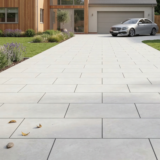 Quartz - White Porcelain Paving Tiles - 900 x 600 x 20mm