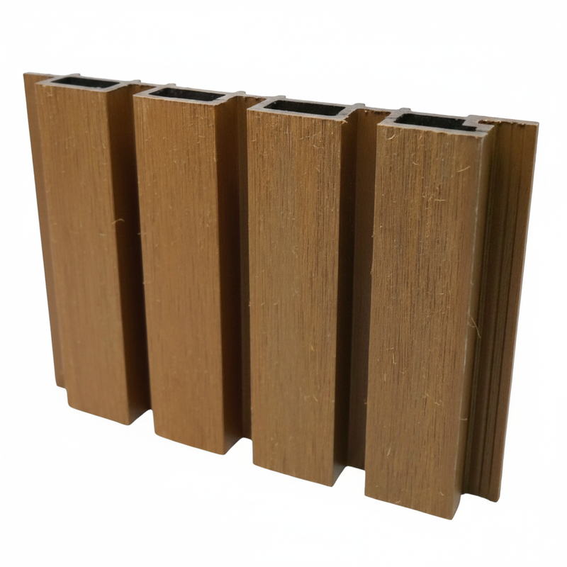 Load image into Gallery viewer, Slatted Spiced Cedar - Brown Composite Cladding - Corner Piece - 2200 x 49.25 x 49.25 mm
