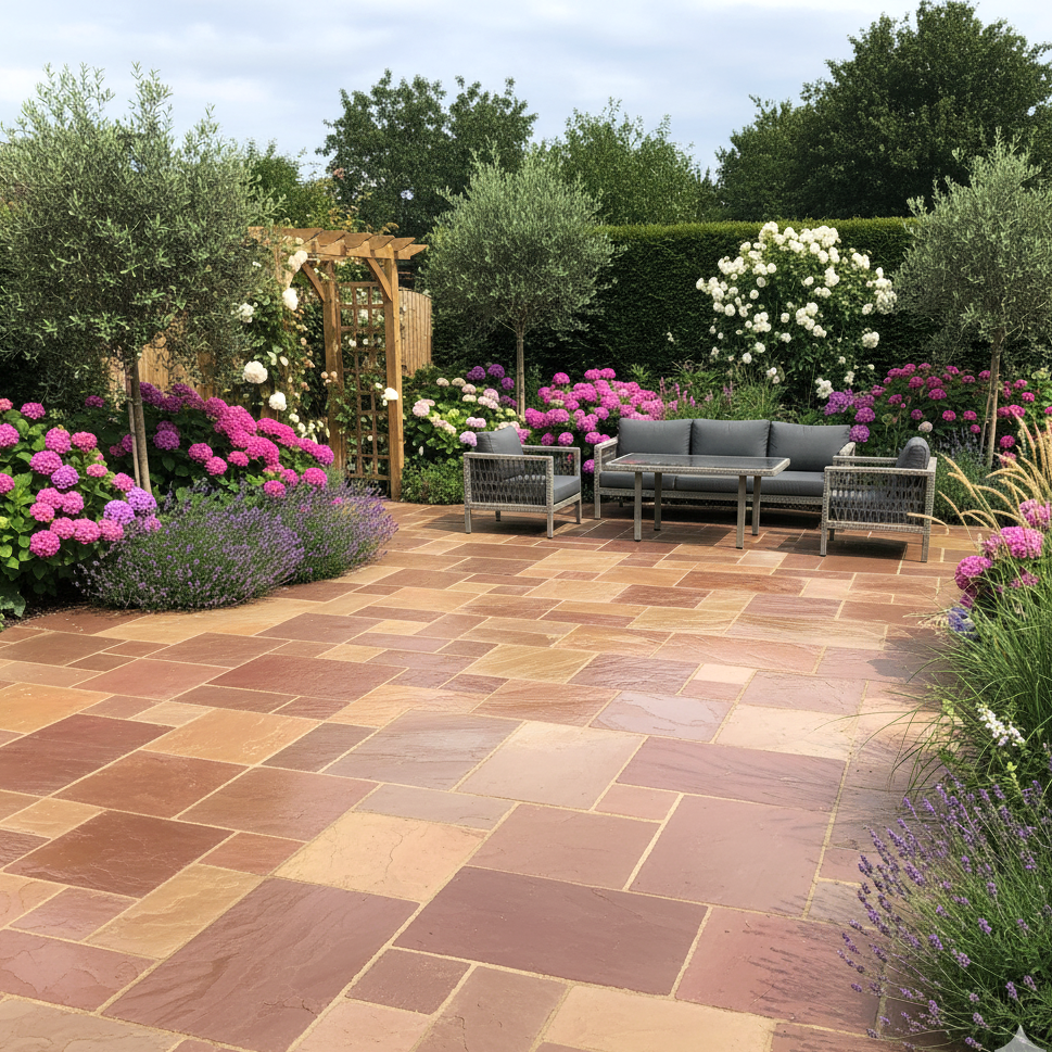 Modak Indian Sandstone Paving - 900 x 600 x 22mm - Hand Cut & Riven ...