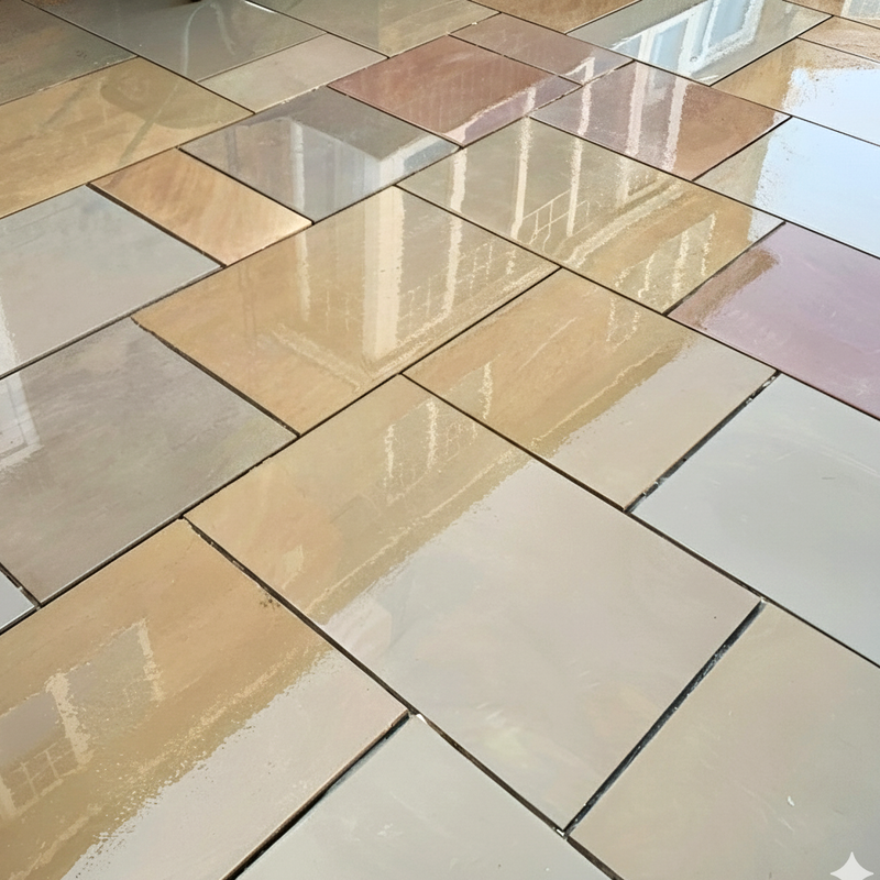 Load image into Gallery viewer, Raj Green Indian Sandstone Paving - 600 x 295 x 22mm - Sawn &amp; Sandblasted
