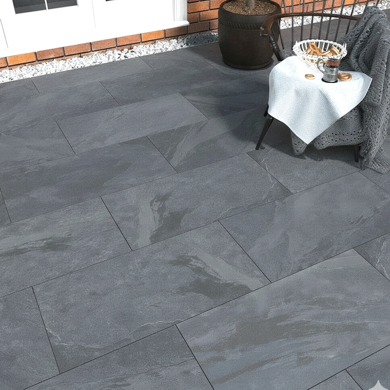 Load image into Gallery viewer, Slate Noir - Black Porcelain Paving Tiles - 900 x 600 x 20mm
