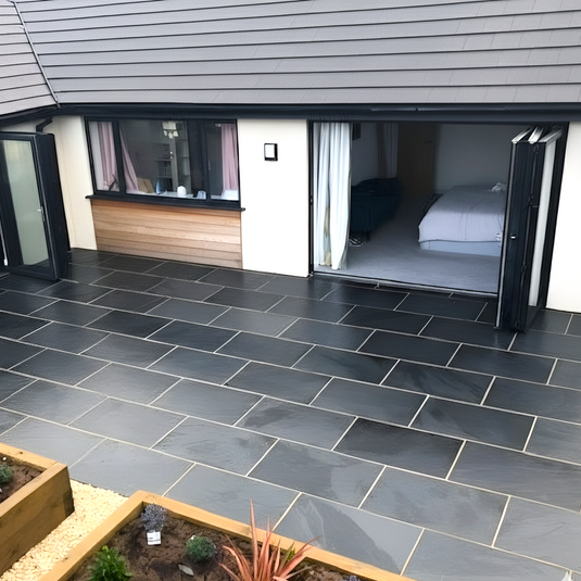 Brazilian - Black Slate Paving - 900 x 600 x 20mm - Sawn & Riven