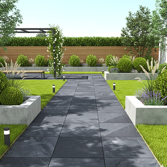 Slate Noir - Black Porcelain Paving Tiles - 600 x 600 x 20mm