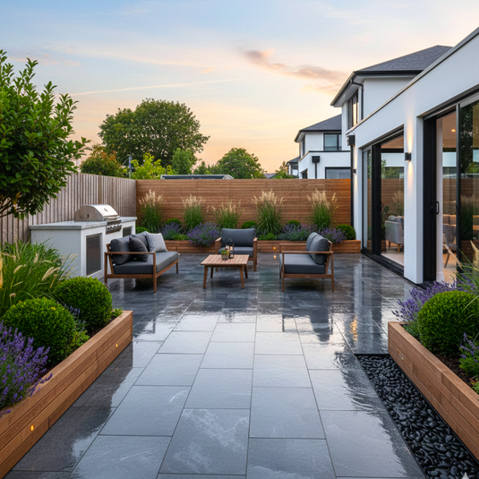 Slate Noir - Black Porcelain Paving Tiles - 900 x 600 x 20mm