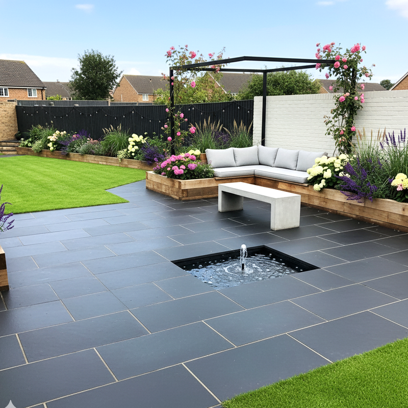 Load image into Gallery viewer, Kota Black Limestone Paving - 900 x 600 x 22mm - Sawn &amp; Riven
