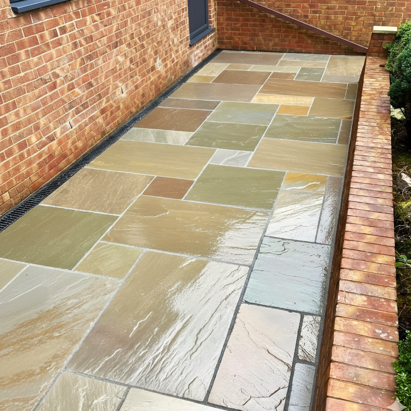 Load image into Gallery viewer, Raj Green Indian Sandstone Paving - Patio Pack - Mixed Sizes - Hand Cut &amp; Riven
